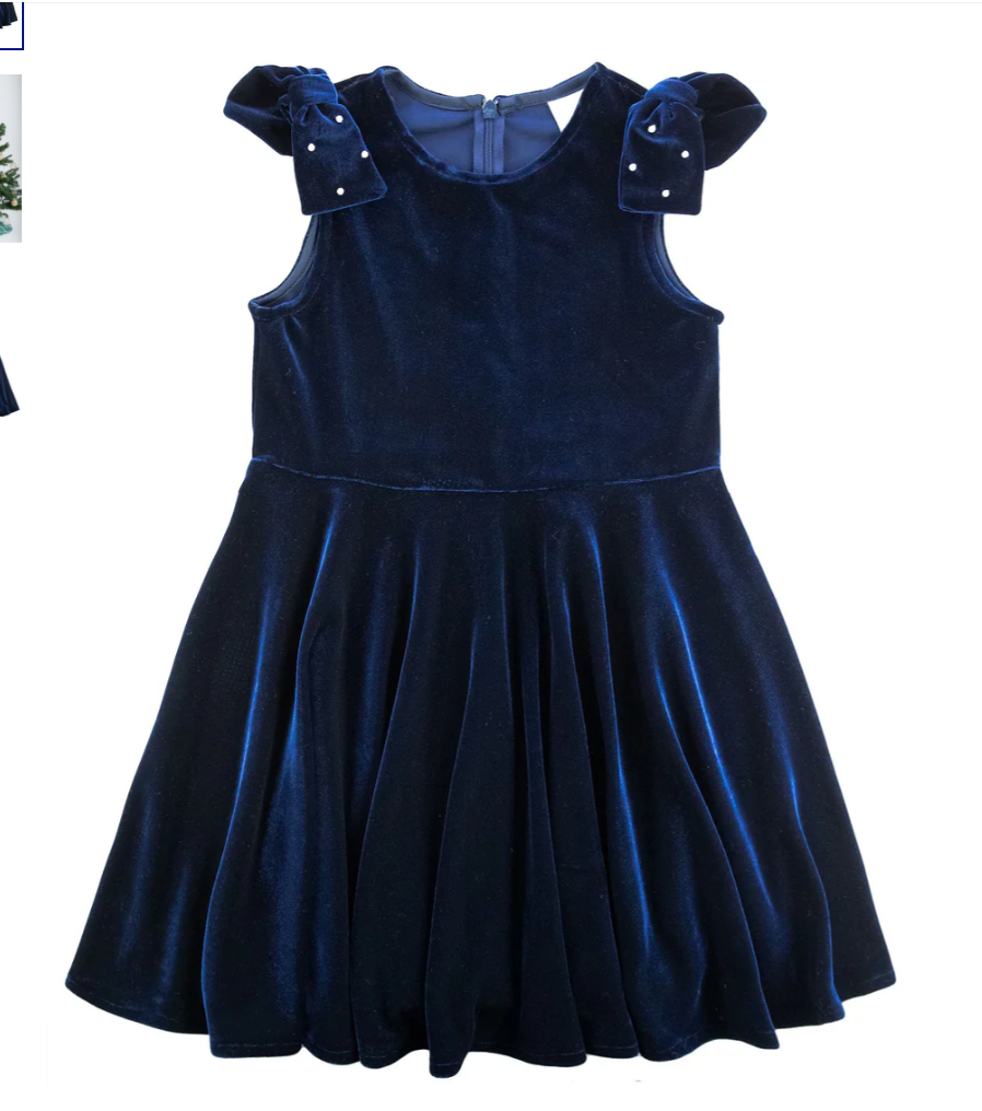 Navy Blue Stretch Velvet Dress – Pied Piper Kids
