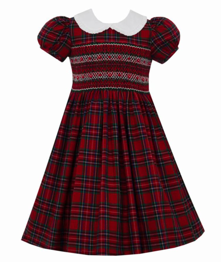 Girls Red Tartan Plaid Smocked Dress – Pied Piper Kids