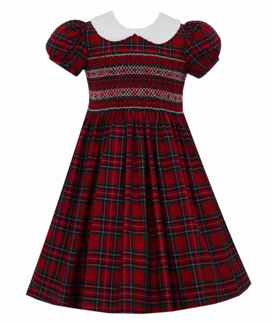 Girls Red Tartan Plaid Smocked Dress – Pied Piper Kids